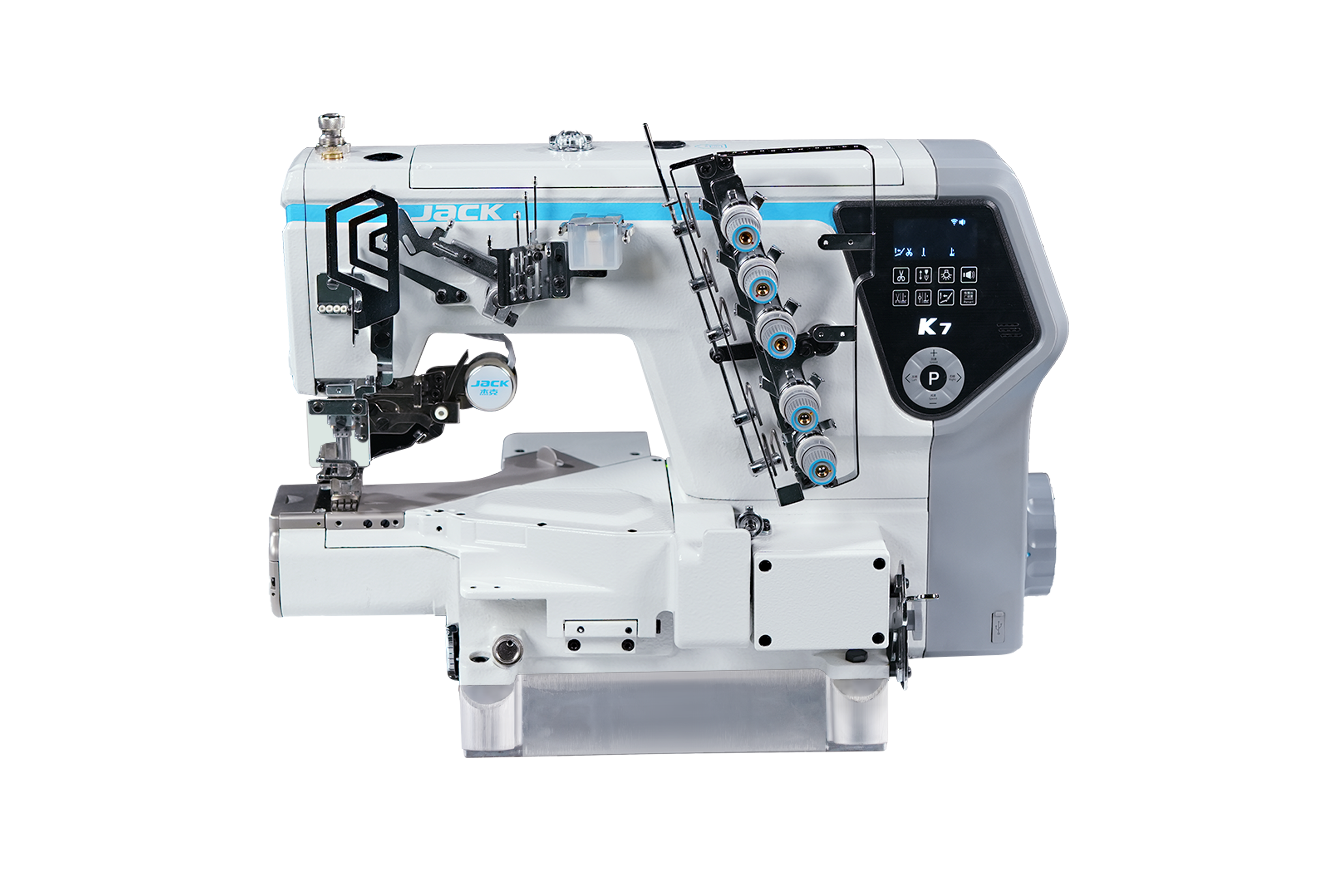 Detalhe lateral da máquina de cobertura Jack K7